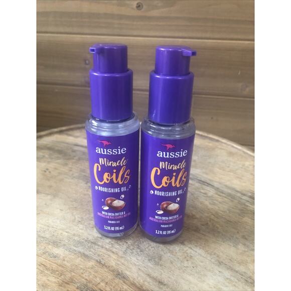 (2) Aussie Miracle Coils Nourishing Oil Cocoa Butter Macadamia Nut Oil 3.2oz - Picture 2 of 6